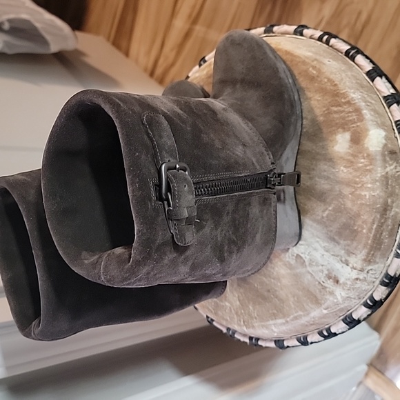 Prada Moto Fold Over Wedge Ankle Boots - Picture 3 of 5